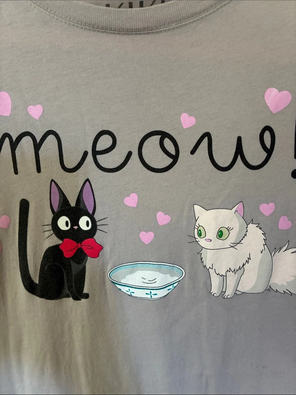 Meow! Cat Graphic Tee in Light Gray - Kiki’s Delivery Service